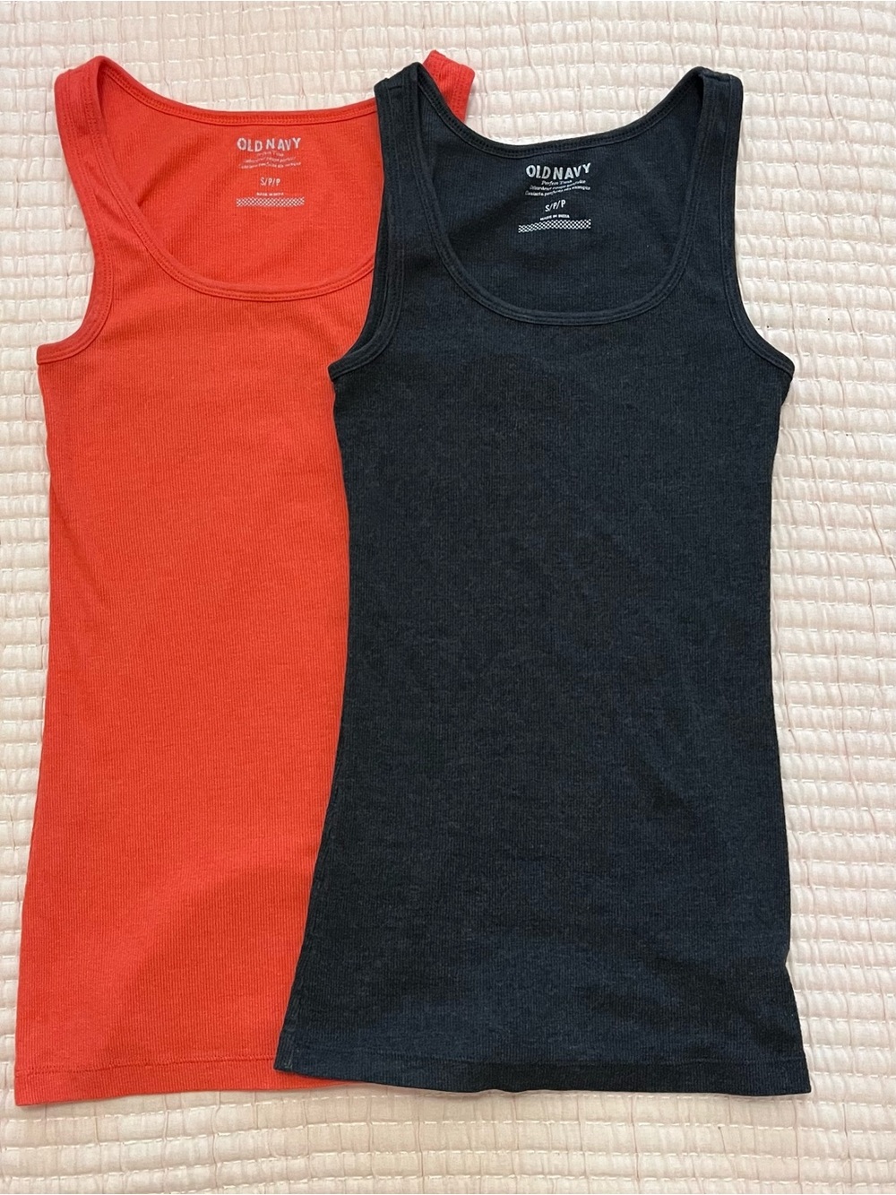 Bundle Lot 2 Old Navy Perfect Tank Top Ribbed black Orange Size Small